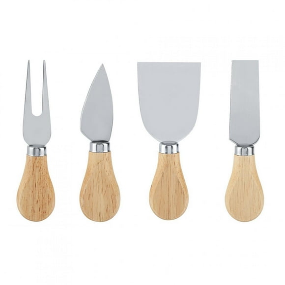 4PCS/Set Stainless Steel Cheese Knives Set Wooden Handle Cheese Cutting Knife Slicer Cutter Set