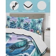 thumbnail image 3 of Quilts Queen Size Bedding Set, Tropical Coastal Reversible Summer Quilt 3 Pieces, Summer Beach Sea Turtle Palm Tree Ocean Lightweight Bedspreads Coverlets with 2 Pillow Shams for All Seasons, 3 of 5