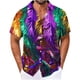 thumbnail image 2 of Blusa y camisa de manga corta con cuello vuelto para hombre, camisa de cuello abotonado con estampado de carnaval, blusa de longitud media para hombre, 2 of 6