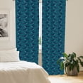 thumbnail image 2 of Ambesonne Nautical Curtains, Whales and Bubbles Art, Pair of 28"x84", Night Blue and Dark Teal, 2 of 5