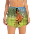 thumbnail image 2 of Gukieu horse running freely Print Women's Sports Shorts with Drawstring Elastic Waistband for Running, Yoga, Fitness-Small, 2 of 7