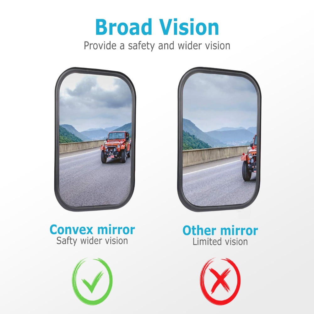 Mirrors Doors Off, Compatible with Jeep Wrangler CJ TJ JK JL JT, Anti-shake Wide Vision, 2 Pack