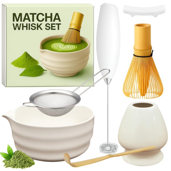 Set de batidor para matcha Matchiva de 7 piezas con espumador eléctrico
