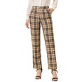 thumbnail image 1 of INSPIRE CHIC Pantalones a cuadros casuales para mujer, bolsillos, pierna recta, trabajo, oficina, pantalones caqui negro S, 1 of 5