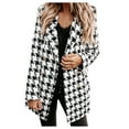 thumbnail image 1 of Hontri Plus Size Coat, Ladies Long Sleeve Suit Collar Double Breasted Woolen Jacket White S, 1 of 9