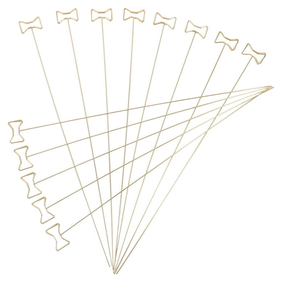 Masteelf 50pcs Metal Flower Card Holder Sticks Bow Shaped Photo Memo Holder Pick Stick for Floral Arrangements Weddings Parties and Special Occasions
