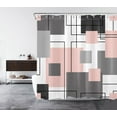 thumbnail image 2 of Black and White Geometric Shower Curtain Decor, Abstract Mid Century Modern Grey and Pink Shower Curtains for Bathroom 69X70 inch Polyester Fabric Bathroom Decoration Bath Curtains Hooks Included, 2 of 6