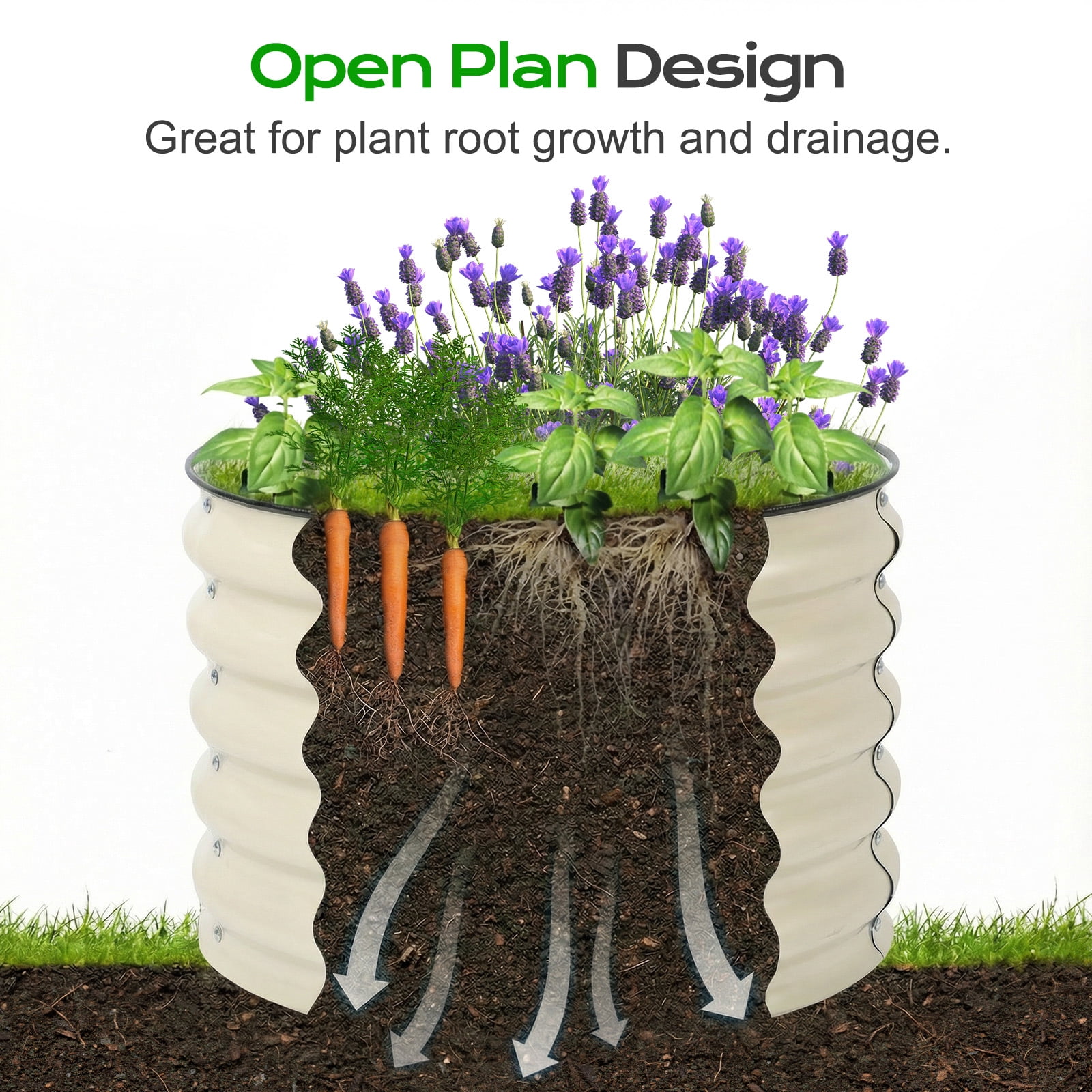 Aoodor 17" Tall 24" Metal Raised Garden Bed, Outdoor Planter Box and Raised Garden Kit for Vegetables, Flowers, and Herbs, White