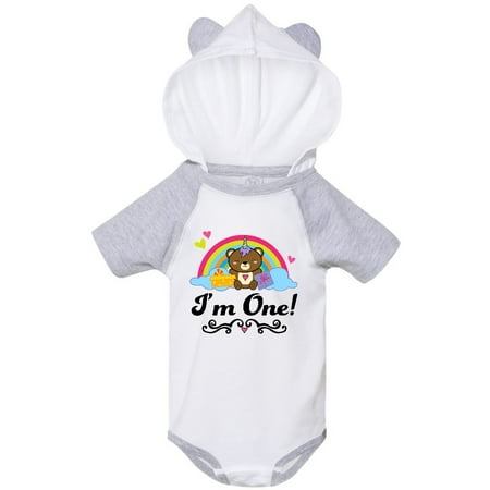 

Inktastic First birthday Baby Bear Rainbow Gift Baby Girl Bodysuit