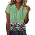 thumbnail image 2 of Luowei Women's Summer Stylish V-Neck Tee - Ombre Gradient Thin Fit Short Sleeve Top, Green, M, 2 of 4