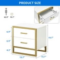 thumbnail image 4 of Dextrus Nightstand End Side Table with 2 Drawers and Metal Frame for Bedroom Living Room, White and Gold, 4 of 6