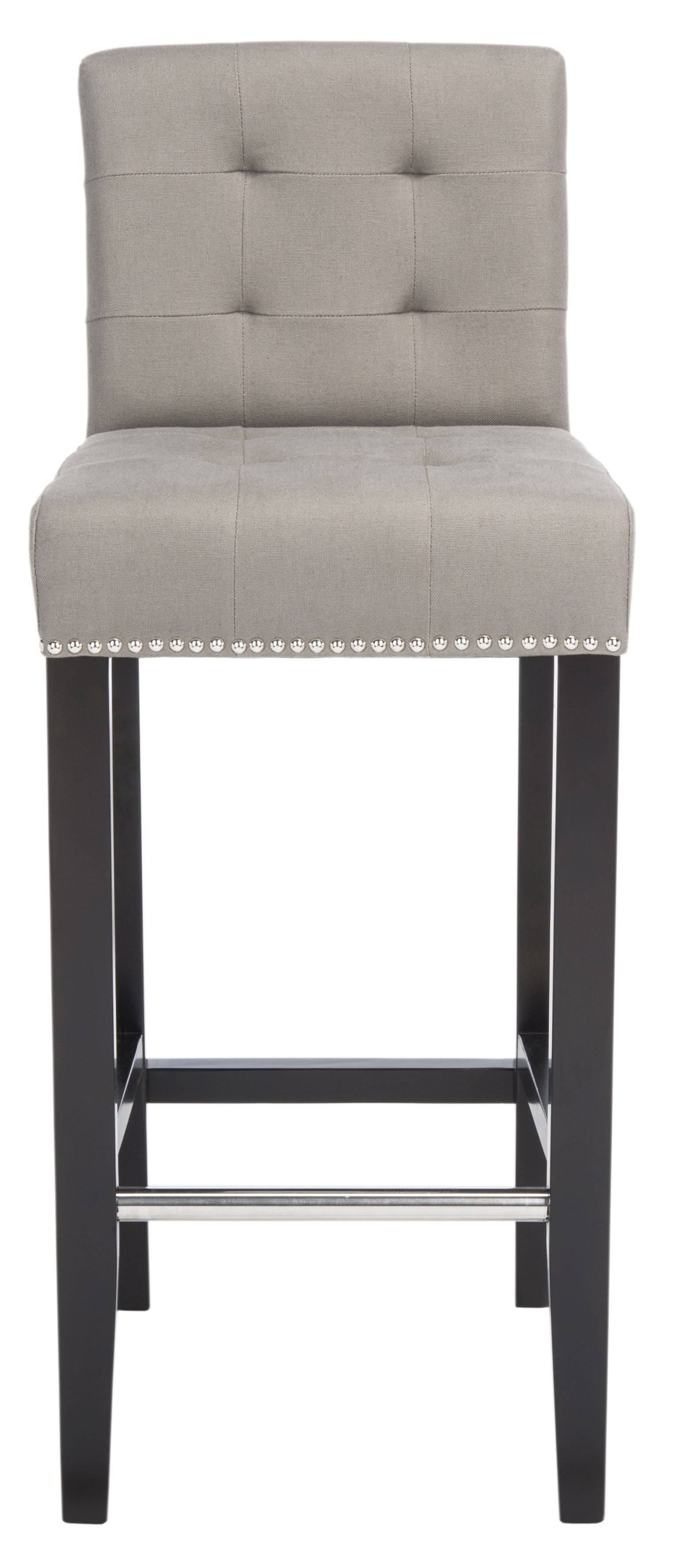 SAFAVIEH Thompson Rustic Glam Tufted Bar Stool with Footrest, Sea Mist