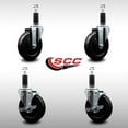 thumbnail image 2 of 5 Inch SS Hard Rubber Wheel Swivel 1-1/8 Inch Expand Stem Caster Set 2 Brakes, 2 of 2