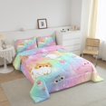 thumbnail image 5 of Rainbow Cat King Bedding Sets For Girls,Kids Cute Cat Comforter Set Teen Pastel Gradient Glitter Stars Cat Bed Comforter Sets Cartoon Animal Kitten Paw Quilt 2 Pillow Cases Colorful, 5 of 7