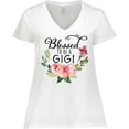 thumbnail image 3 of Inktastic Blessed to Be a Gigi with Pink Flowers Women's Plus Size V-Neck T-Shirt, 3 of 5