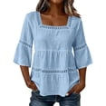 thumbnail image 2 of Women's Short Sleeve Crew Neck Solid Casual Blouse, 2 of 6