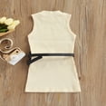 thumbnail image 3 of Robe d'Été pour Fille, Couleur Unie, Col Ras du Cou, Sans Manches, une-Pièce Côtelée avec Ceinture à la Taille et Sac, Ensemble Décontracté, 3 of 6