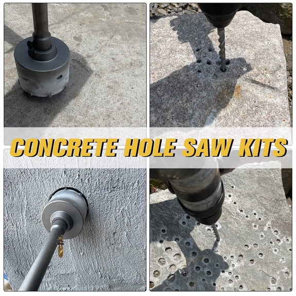 8Pcs Concrete Hole Saw Kit, 2 Inch Masonry Hole Saws for Cement, SDS Plus Corning Bits, Tungsten Steel Wall Hole Opening Hammer Drill Bits 30 40 50MM