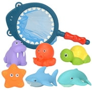 Baby Bathing Floating Soft Rubber Animals Water Tub Toy Squirts Spoon-Net 7pcs