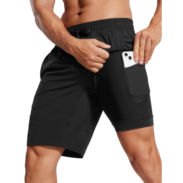 Shorts CRZ YOGA 2 en 1 para correr 23 cm secado rápido XL negro