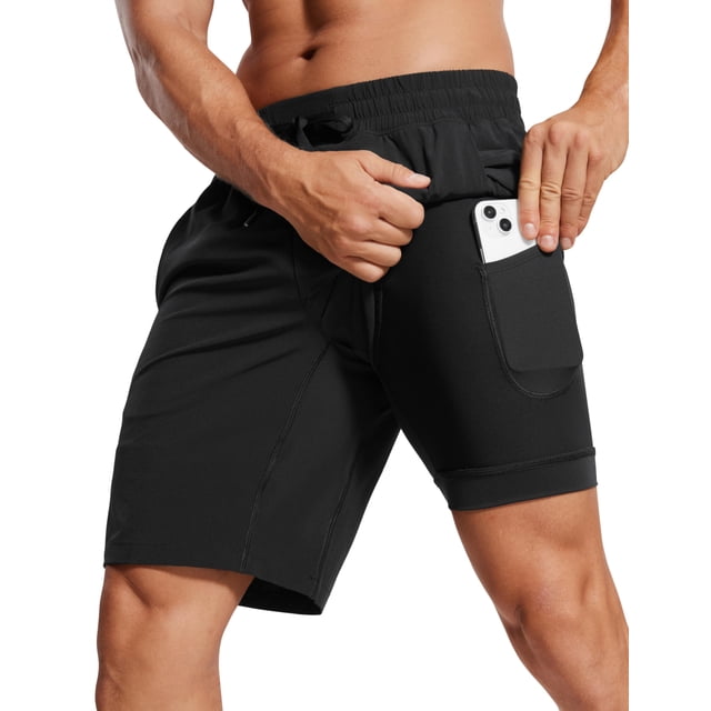 Shorts CRZ YOGA 2 en 1 para correr 23 cm secado rápido XL negro