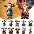 thumbnail image 4 of (2 Pack) 2D Acrylic Cartoon Christmas Cow Ornament - Adorable Tree Decoration and Double Print for White Elephant Exchange, 4 of 4