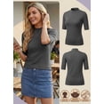 thumbnail image 3 of PINKSIR Tshirts for Women Mock Neck Short Sleeve Casual and Turtleneck for Summer Dark Gray L, 3 of 8