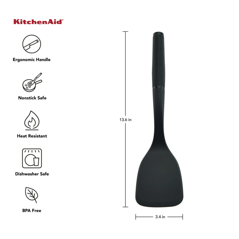 Kitchenaid Heat Resistant Nylon Solid Turner with Black Handle 