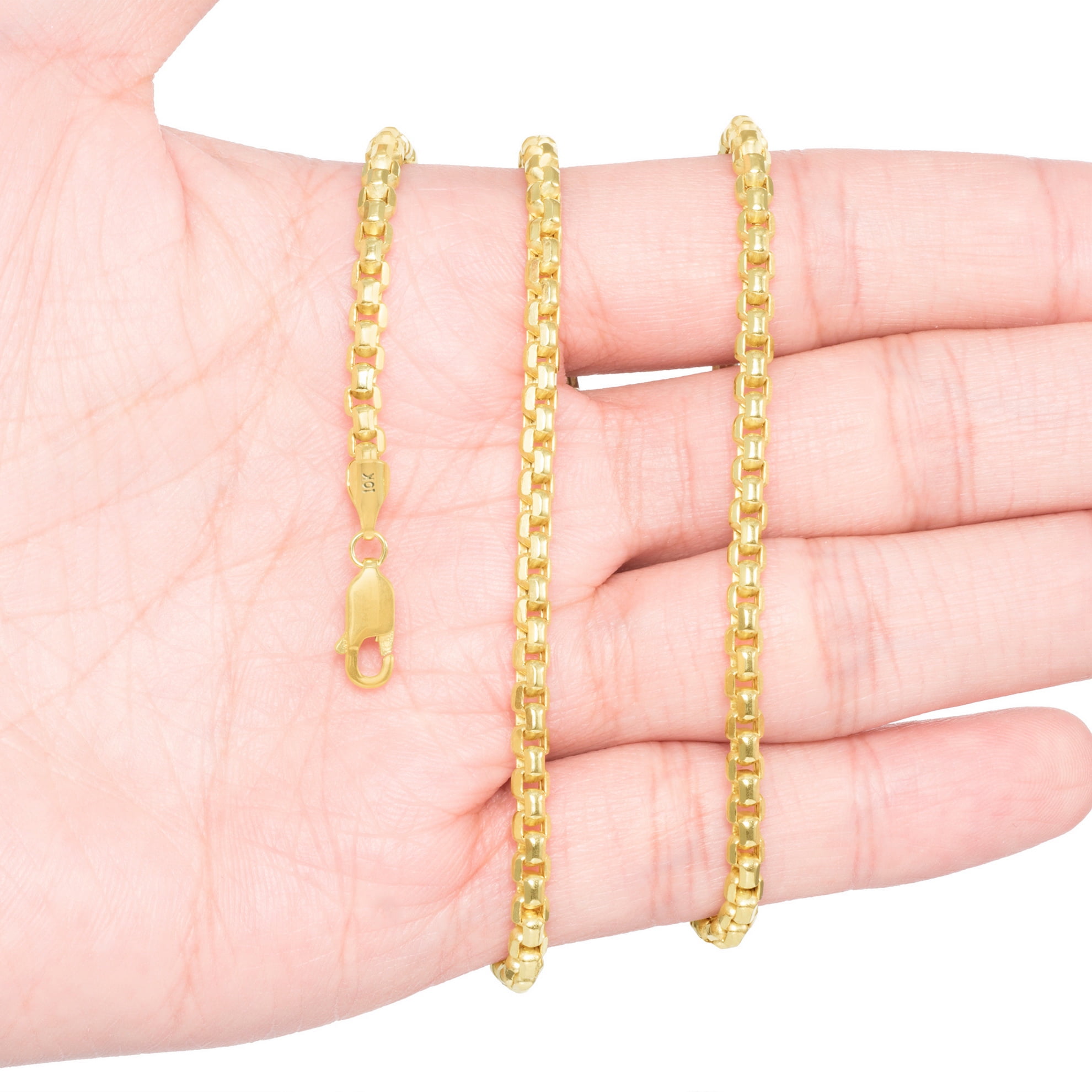 Nuragold 10k Yellow Gold 3.5mm Round Box Chain Venetian Link