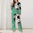 thumbnail image 2 of Fuzoiu BALL INSIDE THE NET GOAL Print Women's Long-Sleeved Pajama,Lounge Button Down Nightwear,Womens Notch Collar Pajama Set-Small, 2 of 7
