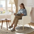 thumbnail image 5 of Daluvenix Velvet Accent Chair for Living Room, Modern Arm Chair with Pillow, Single Sofa Lounge Chair for Bedroom & Reading Room, Beige, 5 of 9