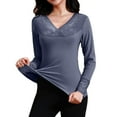 thumbnail image 2 of New Lace V Neck Thermal Underwear Autumn And Winter Slim Fit Bottomed Shirt Wool Long Girls Thermal Top Womens Thermal Tops Long Sleeve plus Size Thermal Tops for Women Long Sleeve Womens Thermal Tops, 2 of 6