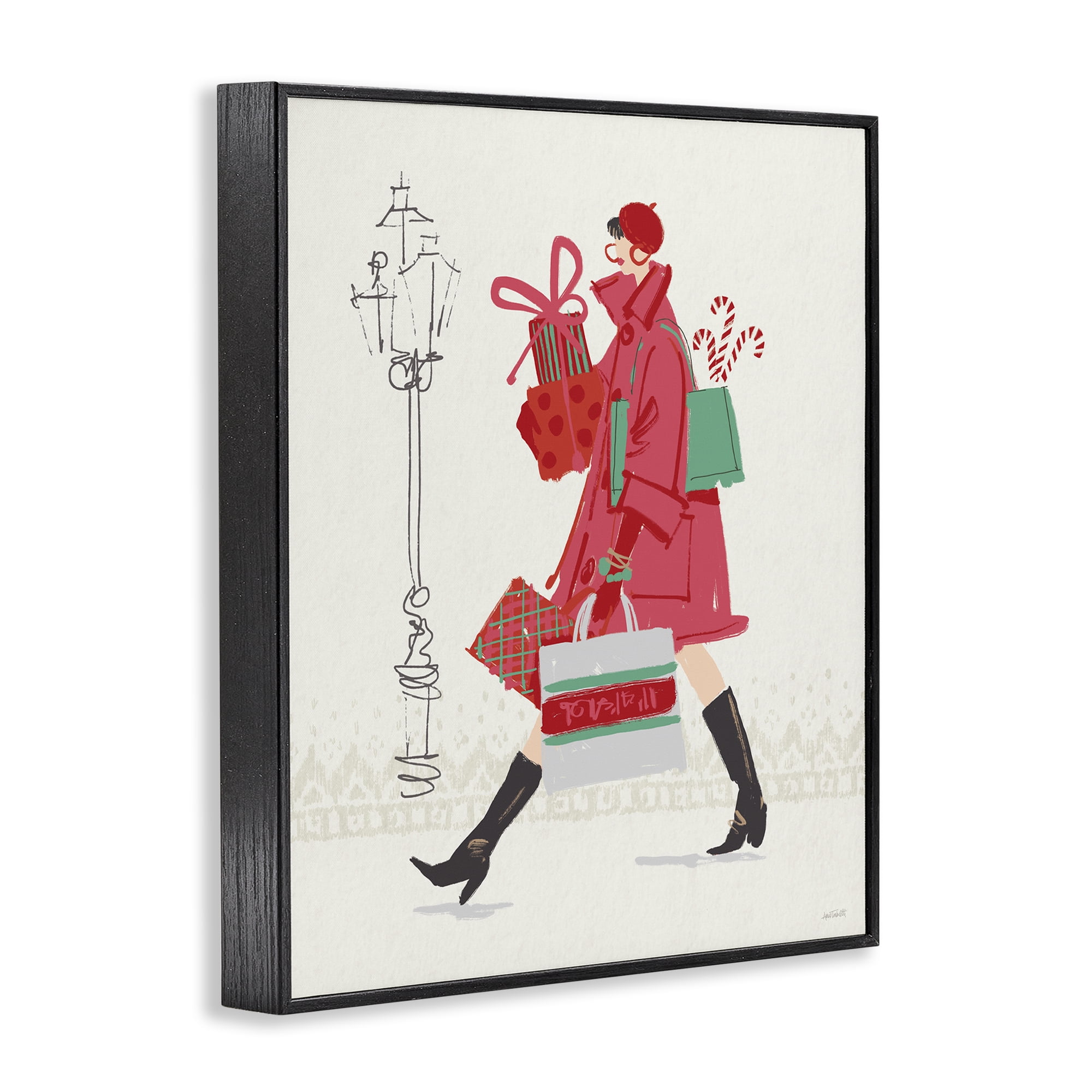 Stupell Industries Trendy Festive Fashion Holiday Painting Black Framed Art Prints Wall Art, 11 x 14