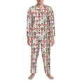 thumbnail image 3 of Sikiie Colorful Donuts Mens Pajama Set, Soft Warm Long Sleeve Sleepwear, Cozy Button-Down Pjs for Men-Large, 3 of 7