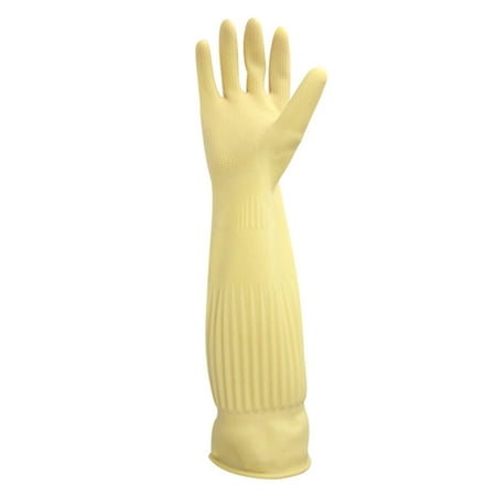 

Alexsix 45cm Kitchen Clean Gloves Waterproof Long Sleeve Gloves Rubber Latex Gloves for Dishewashing(White M 45CM)