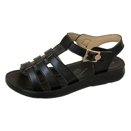 

Sandals Women Gladiator Solid Color Buckle Strap Casual Open Toe Wedges Soft Bottom Breathable Shoes