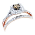 thumbnail image 2 of Midwest Jewellery Womens Jewelry Rings Rose Gold Engagement Ring Set 0.50ctw Round Cognanc Diamond Solitaire Halo Style, 2 of 5