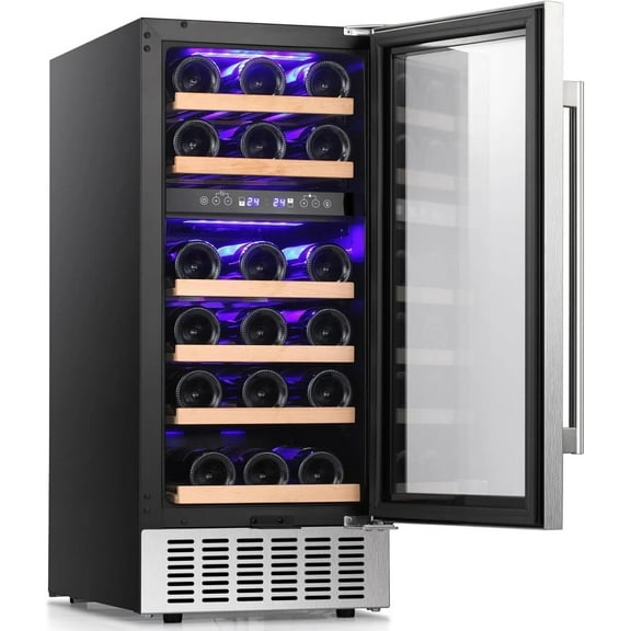 Auseo Dual Zone 28 Bottle Wine Cooler Refrigerator, Built-in Wine Fridge with Quiet Operation & LED Display,for Home, Office or Bar