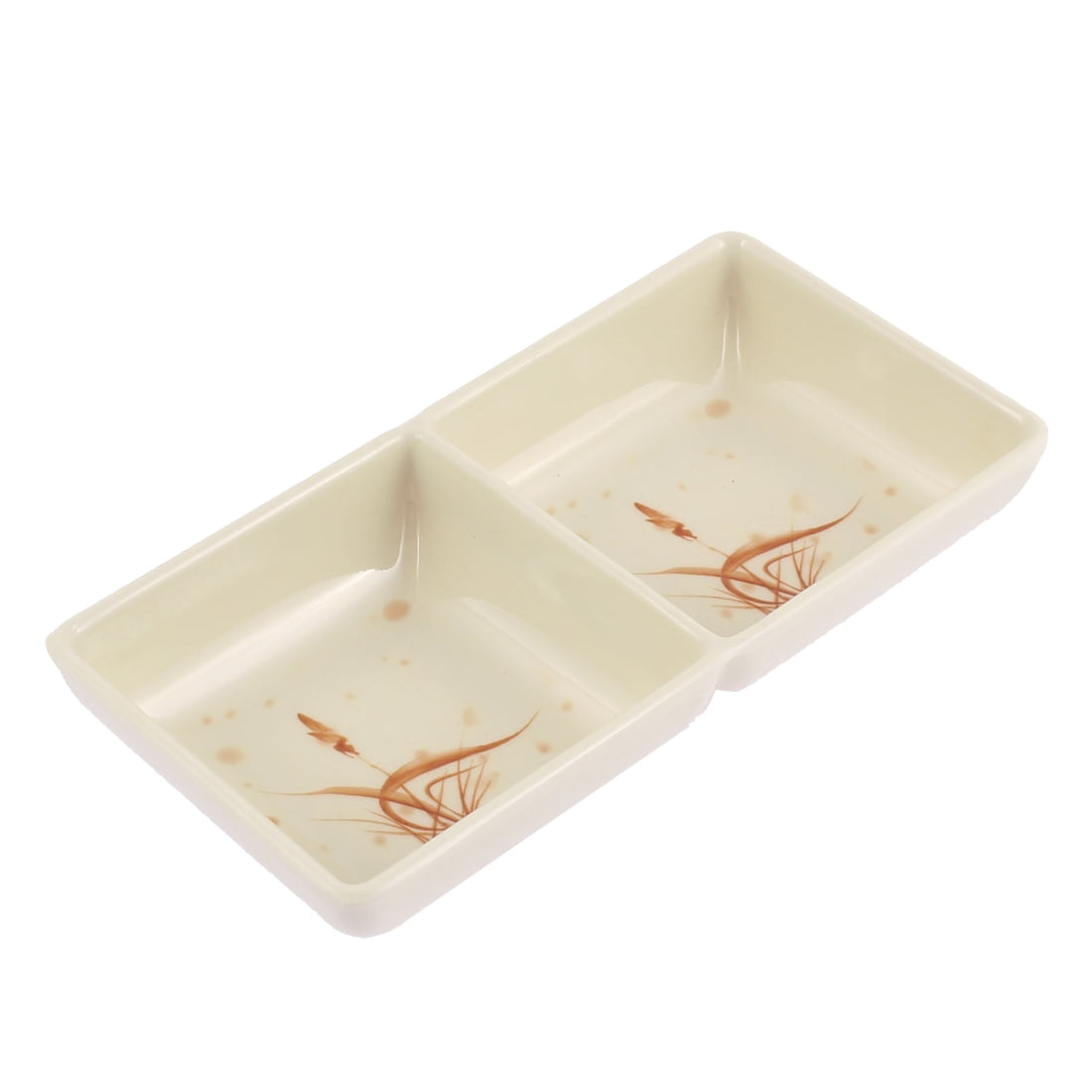 Restaurant Grass Pattern 2 Compartment Sushi Soy Sauce Wasabi Dipping Dish Plate