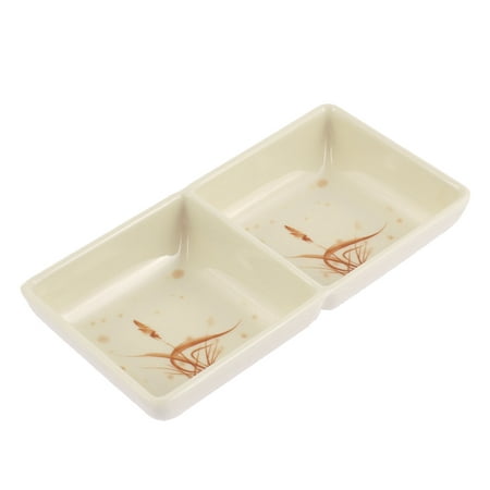 Restaurant Grass Pattern 2 Compartment Sushi Soy Sauce Wasabi Dipping Dish