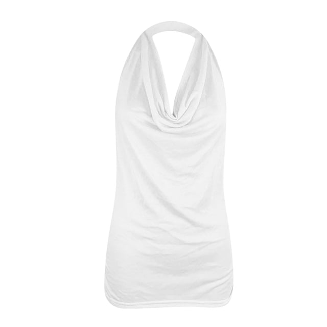 Timegard Camisoles pour Femmes Col Bénitier Dos Nu Sans Manches Couleur Unie Blouse Ajustée Chic Décontractée Hauts Longs