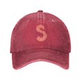 thumbnail image 1 of ZICANCN Letter S Adjustable Baseball Cap Women , Hats for Men Adult Washed Cotton Denim Baseball Caps Fashion Red, 1 of 8