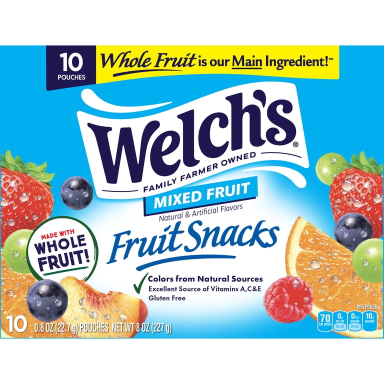 Welch's Fruit Snacks, 10 ct, Gluten Free Mixed Fruit Soft Snacks