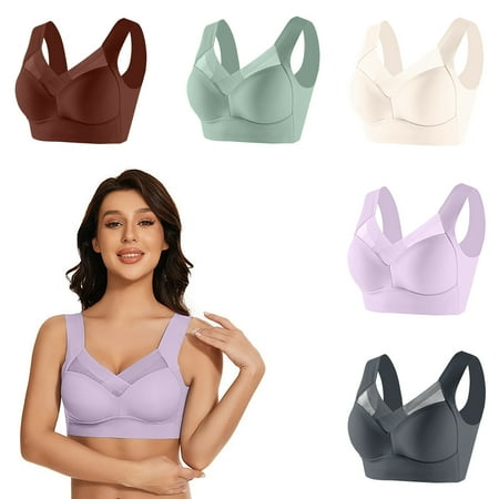Lisbinx Comfortable Bras for Women Strapless Lace Underwear With Thin Side Collection And Daily Bra 5PC Todays Daily Deals