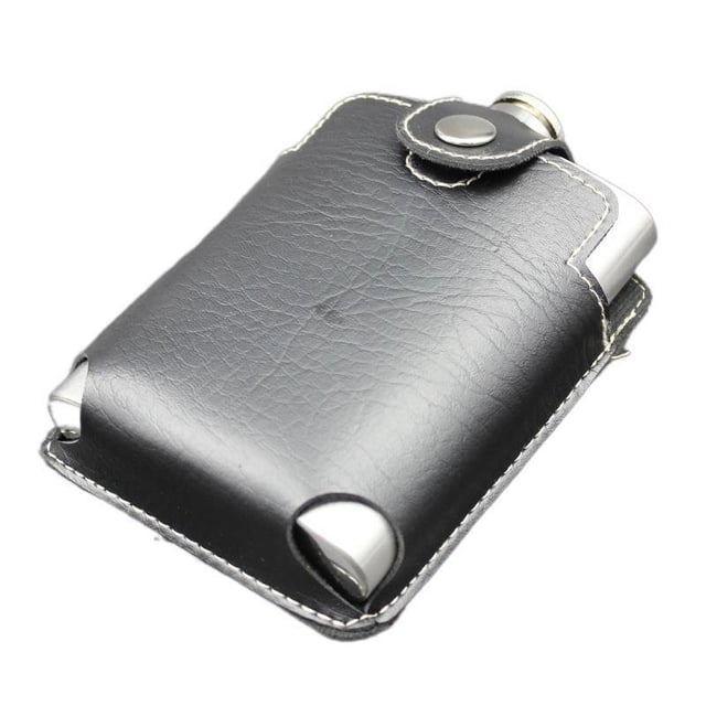 Petaca de alcohol de acero inoxidable, petaca de whisky de 227 ml/8 oz, petaca portátil con bolsa de cuero sintético, para viajes, pesca, camping