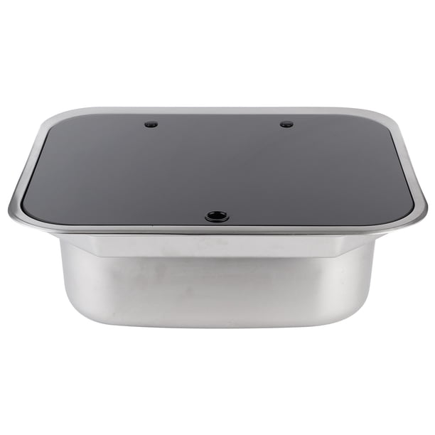 Fregadero de Acero Inoxidable Bling Bling Plegable con Tapa de Vidrio Templado para Caravana RV