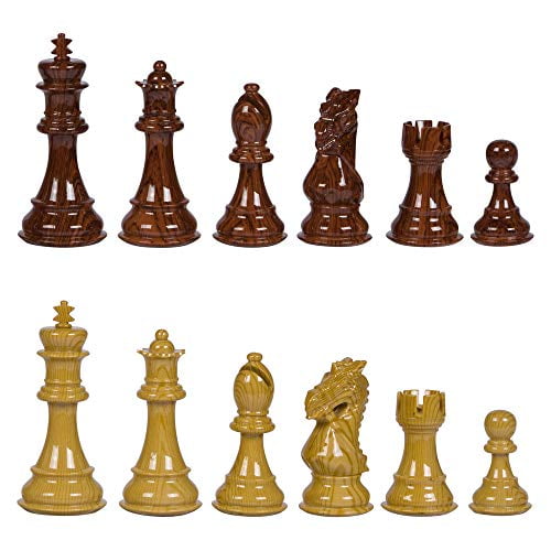 Ravilla High Polymer Weighted Chess Pieces with 3.75 Inch King and Extra Queens, Pieces Only, No Board