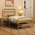 thumbnail image 2 of Yaheetech Metal Platform Bed Frame with Vintage Headboard and Footboard, Twin, Antique Gold, 2 of 7