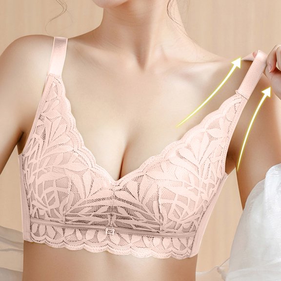 Hot6sl Bras for Women,Women's Plus Size Bra Sports Push Up Bra Adjustable Strap Solid Color Wireless Underwear Everyday Bra