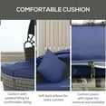 thumbnail image 4 of Outsunny 4 Piece Round Rattan Daybed Furniture Set, Sun Canopy, Outdoor Sofa, 2 Chairs, Extending Tea Table Ottoman Chair, 3 Pillows, Dark Blue, 4 of 10